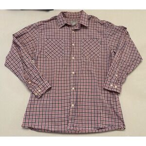 Carhartt Shirt Mens Large Plaid Red White Blue Long Sleeve Button Down Patriotic